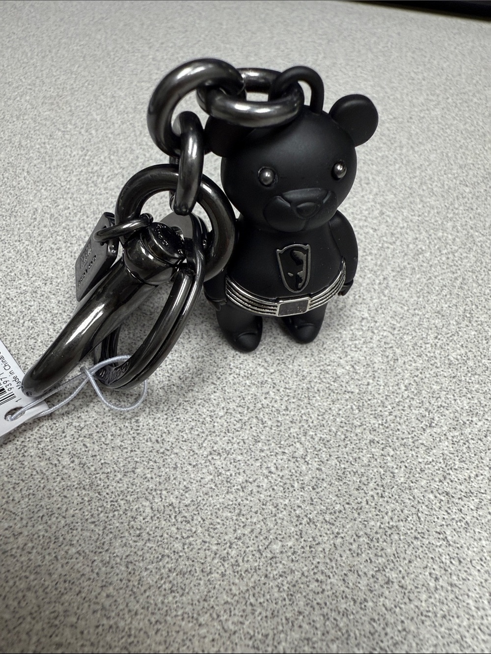 Coach Black Matte Black Panther Marvel Bear Keychain with Gunmetal Hardware